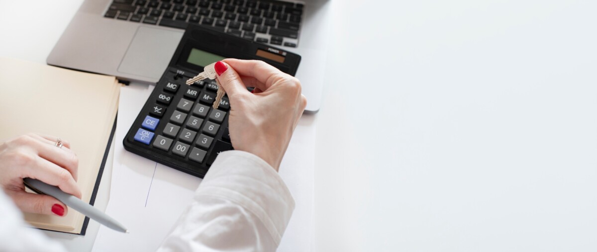 Loan house credit with a key web banner copy space